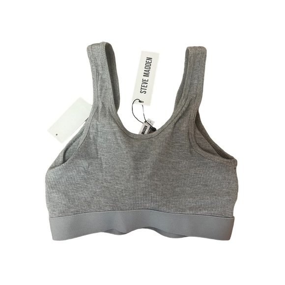 Steve Madden Women's Ribbed Stretch‎ Bralette SM02151 Heather Gray - Picture 3 of 6